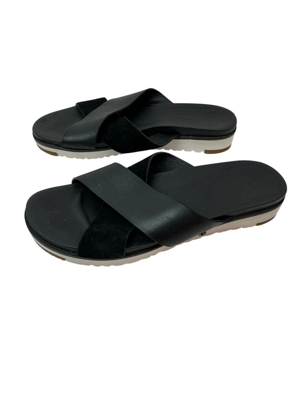 UGG Kari Leather Suede Cross Strap Slide Sandals Womens 6.5